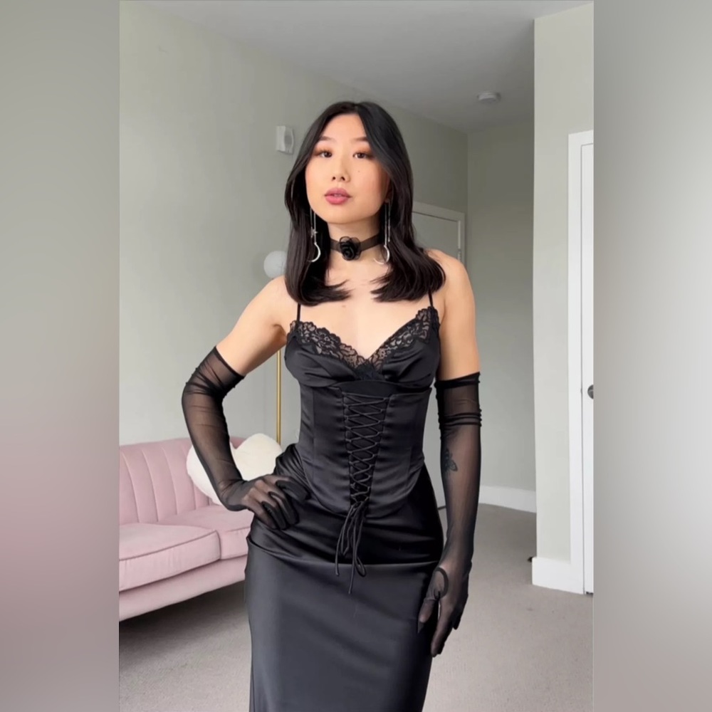 HOUSE OF CB 'Salma' Black Satin Slip Dress NWOT - Picture 8 of 9